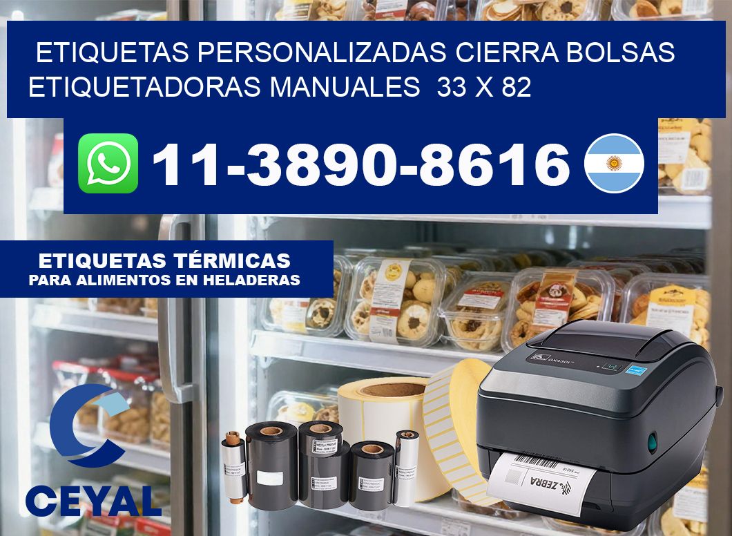 etiquetas personalizadas cierra bolsas  Etiquetadoras Manuales  33 x 82