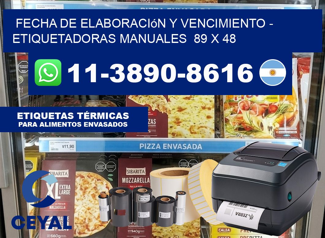 fecha de elaboración y vencimiento – Etiquetadoras Manuales  89 x 48