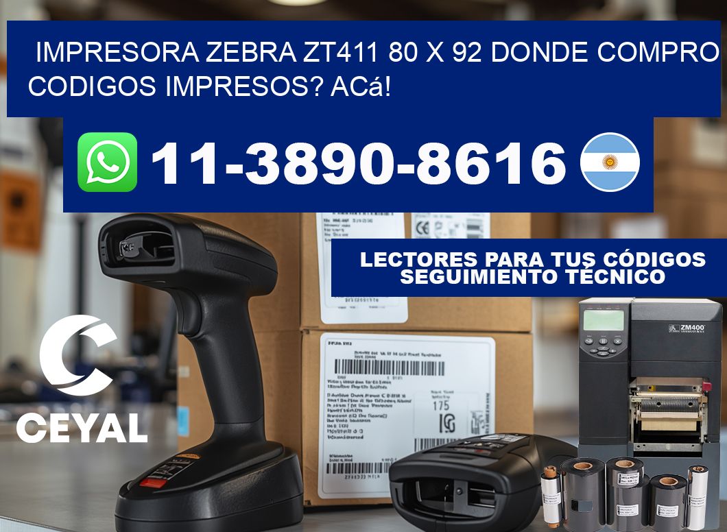 impresora zebra zt411 80 x 92 Donde compro codigos impresos? Acá!