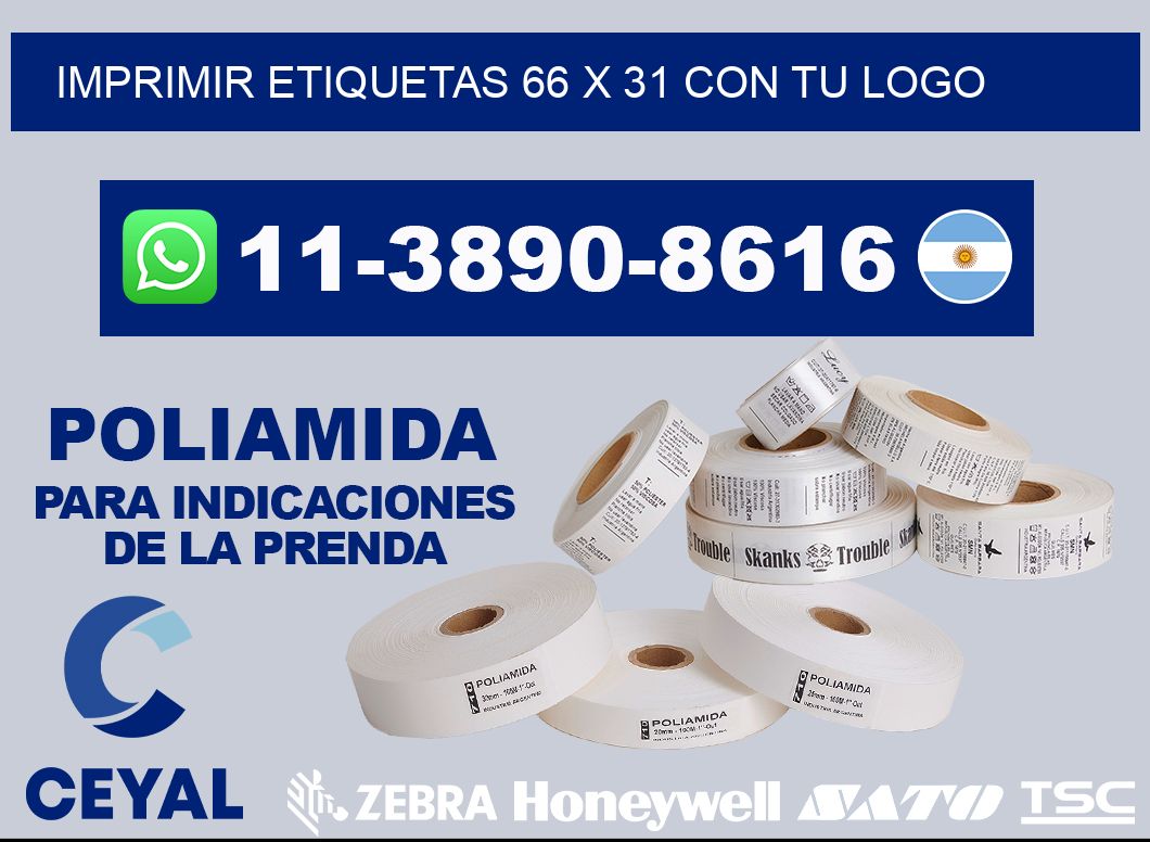 imprimir etiquetas 66 x 31 con tu logo