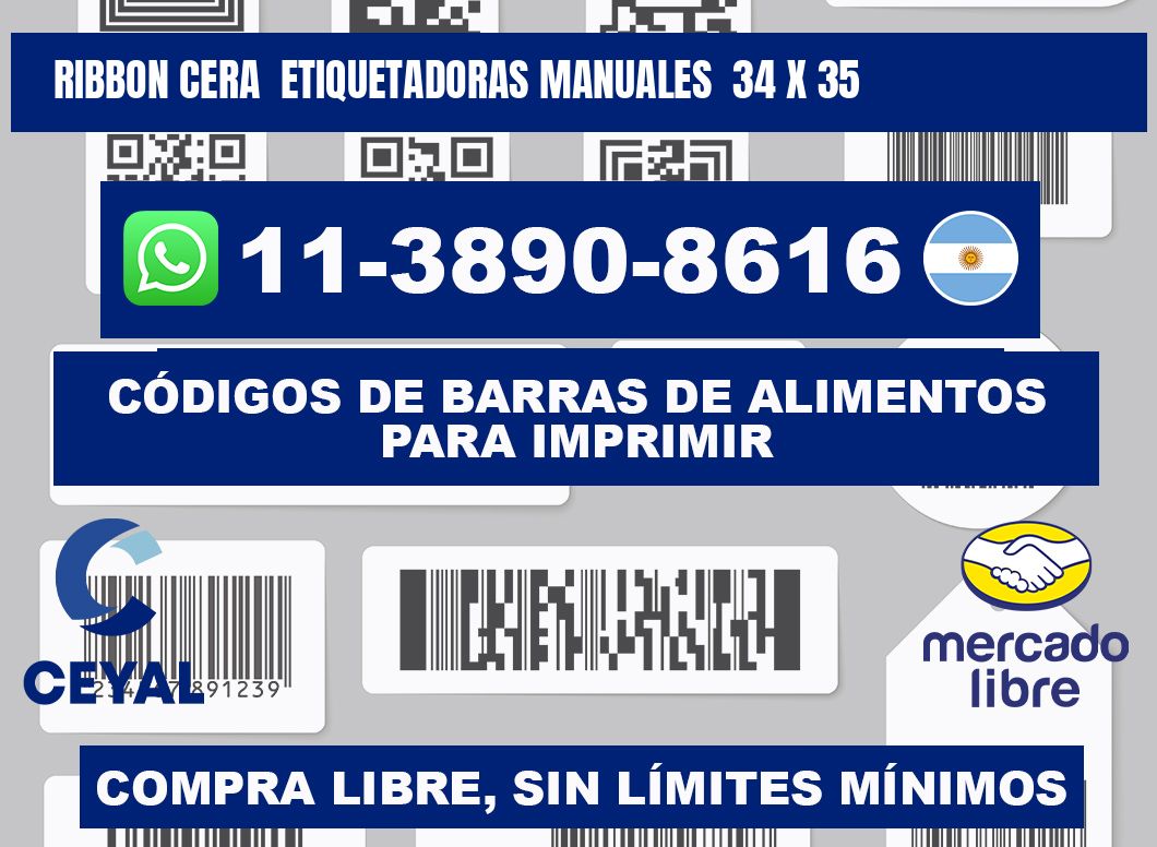 ribbon cera  Etiquetadoras Manuales  34 x 35