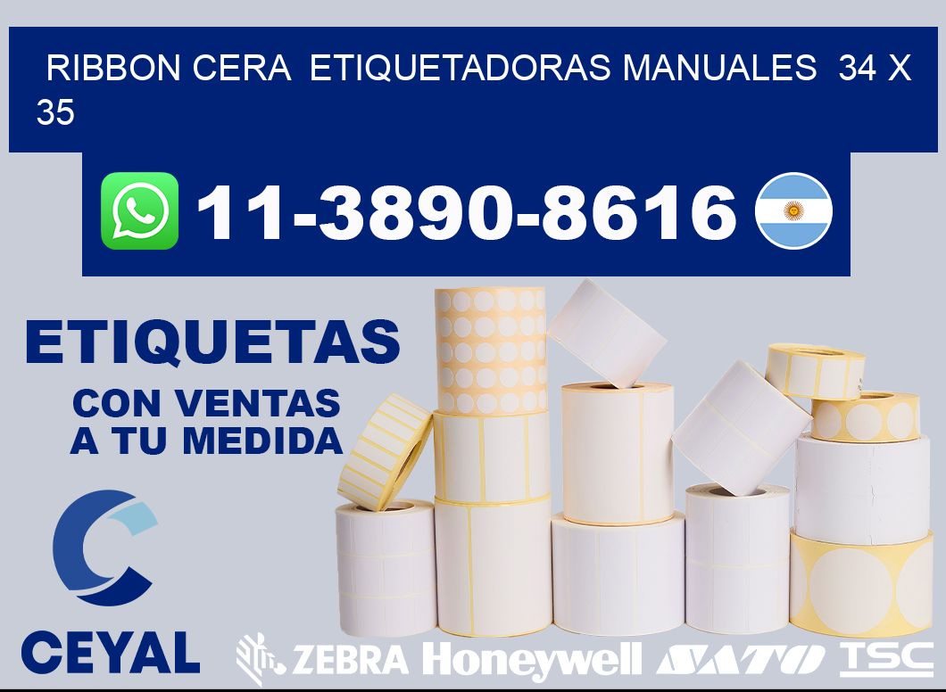 ribbon cera  Etiquetadoras Manuales  34 x 35