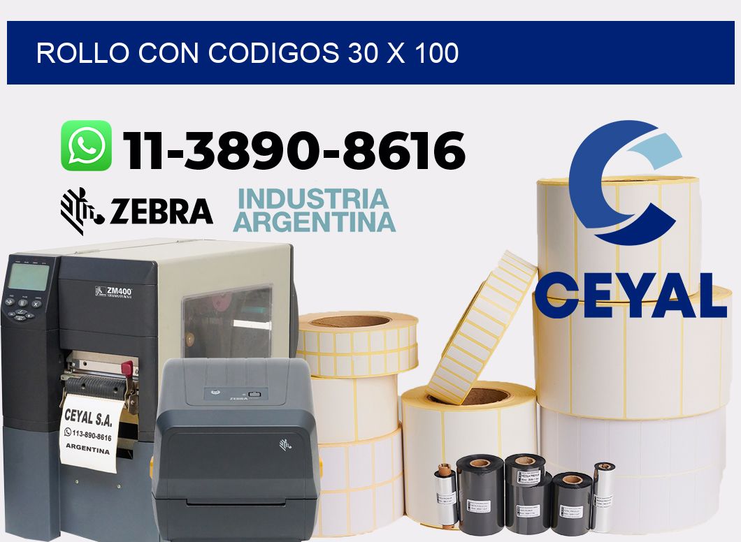 rollo con codigos 30 x 100