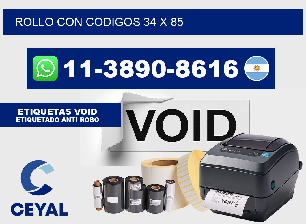 rollo con codigos 34 x 85
