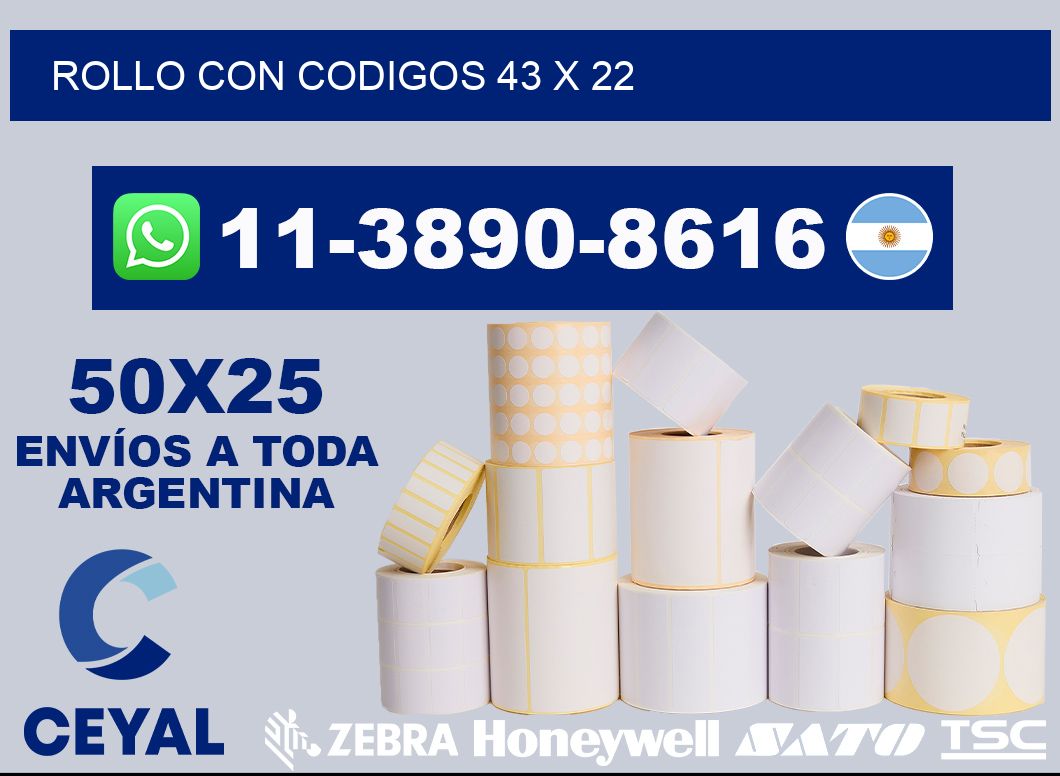 rollo con codigos 43 x 22