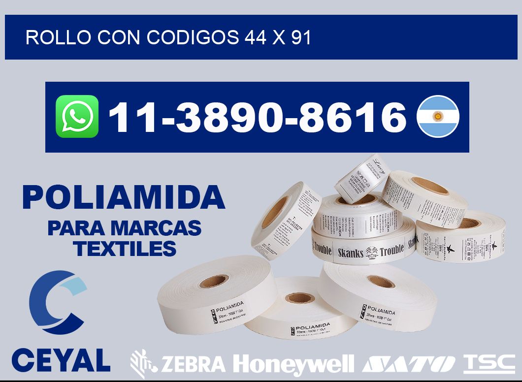 rollo con codigos 44 x 91