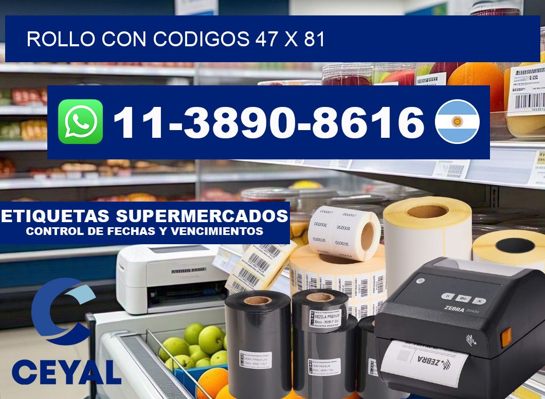 rollo con codigos 47 x 81