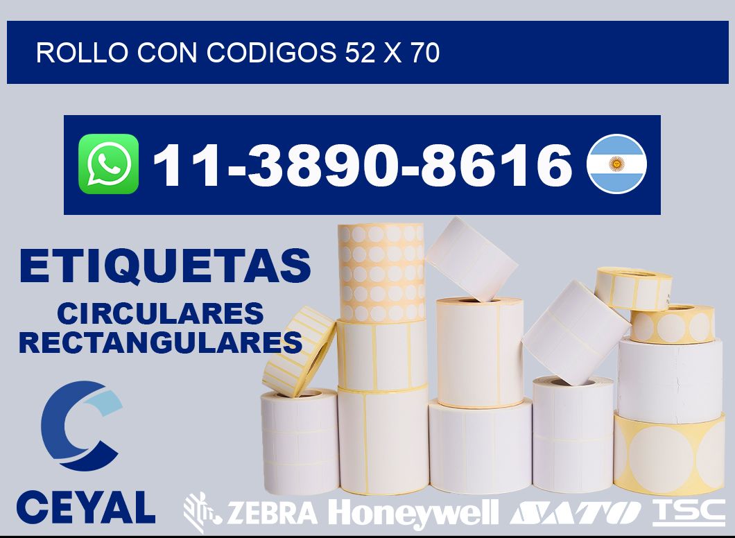 rollo con codigos 52 x 70