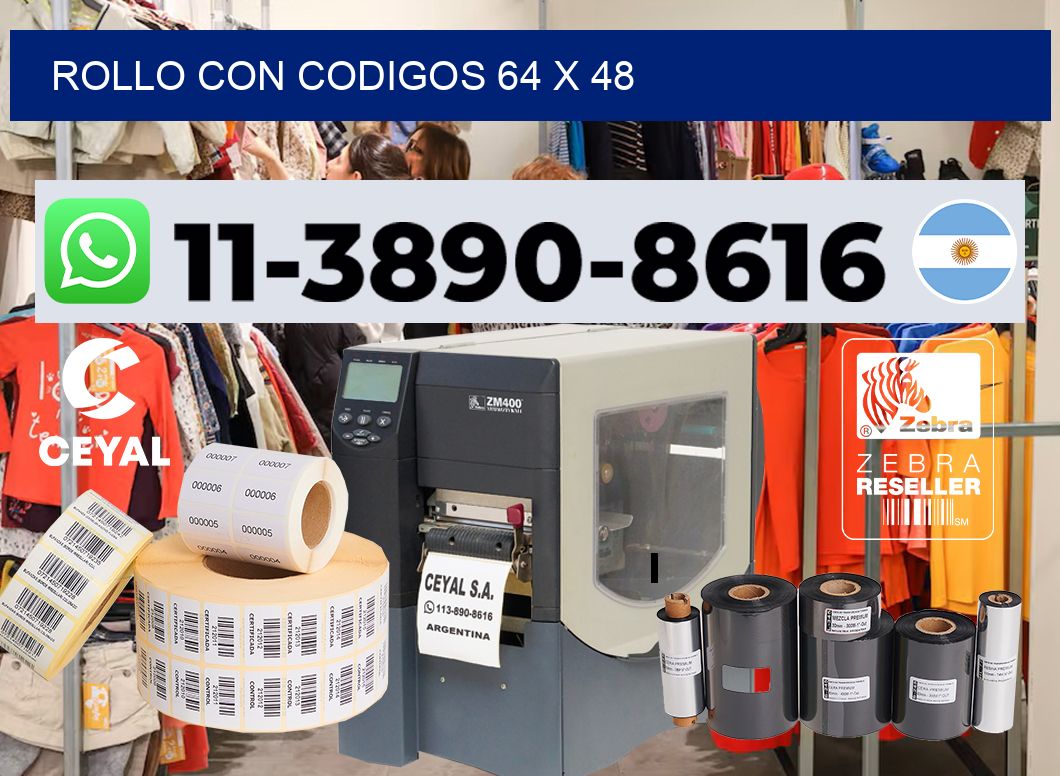 rollo con codigos 64 x 48