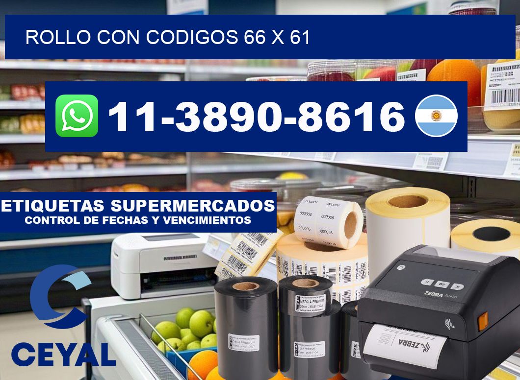 rollo con codigos 66 x 61