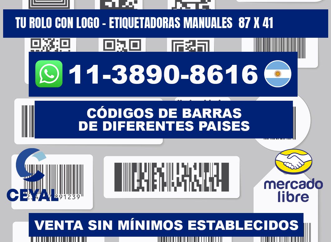 tu rolo con logo - Etiquetadoras Manuales  87 x 41