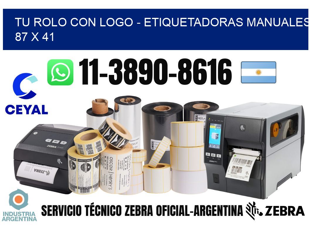 tu rolo con logo - Etiquetadoras Manuales  87 x 41