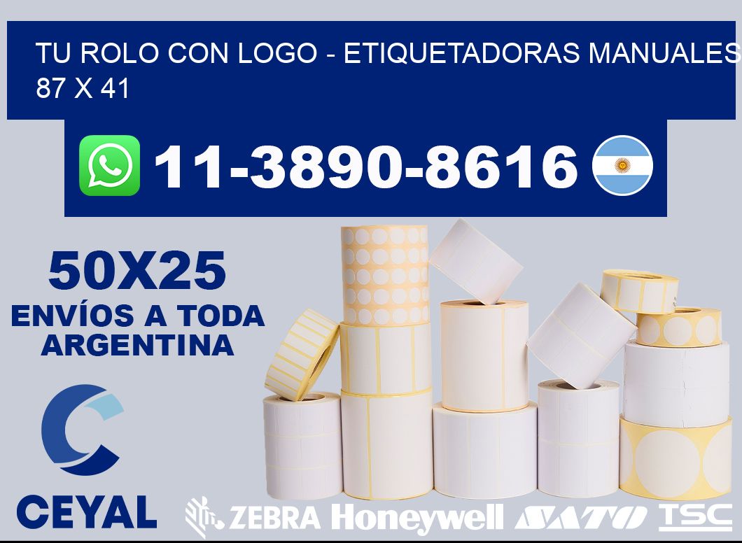 tu rolo con logo - Etiquetadoras Manuales  87 x 41