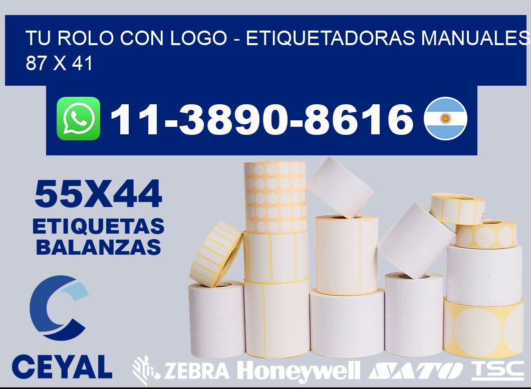 tu rolo con logo - Etiquetadoras Manuales  87 x 41