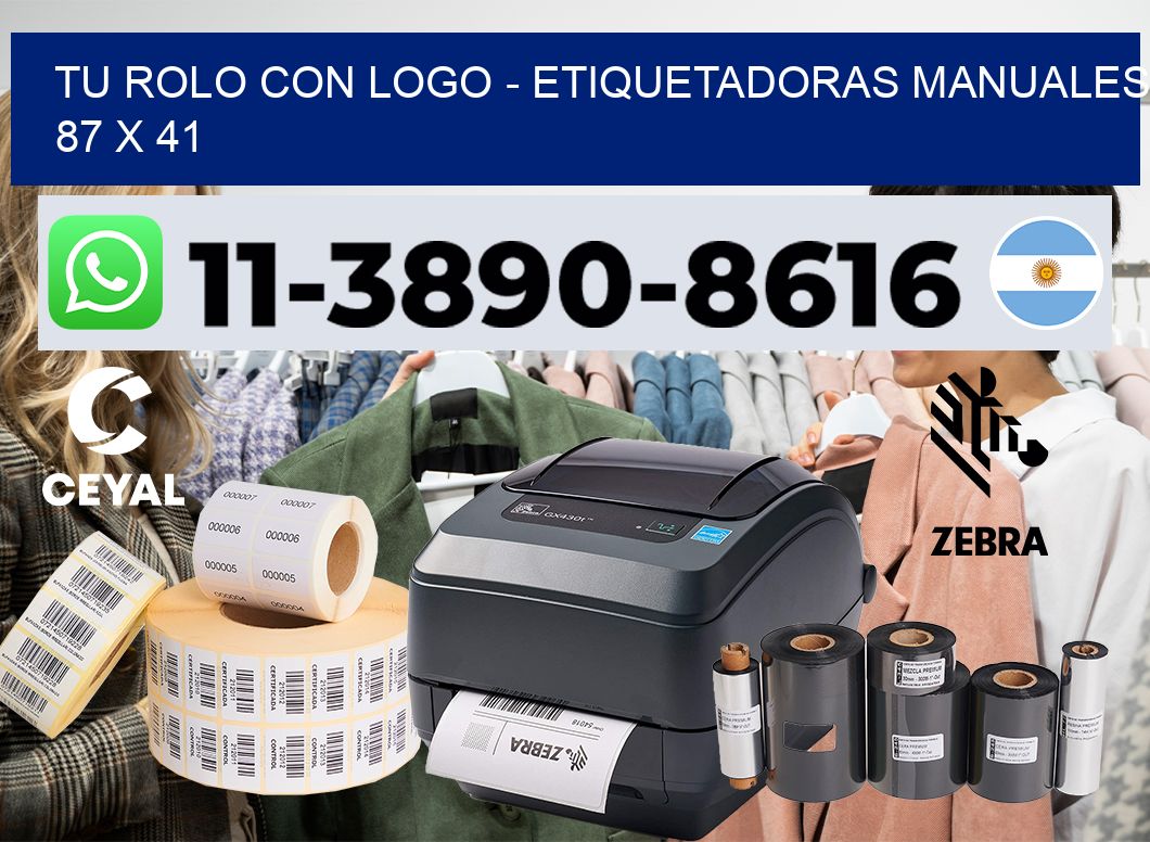 tu rolo con logo – Etiquetadoras Manuales  87 x 41