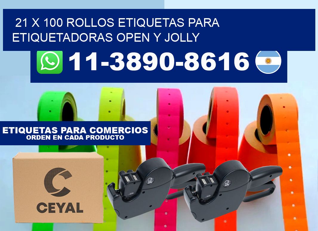 21 x 100 Rollos etiquetas para etiquetadoras open y jolly