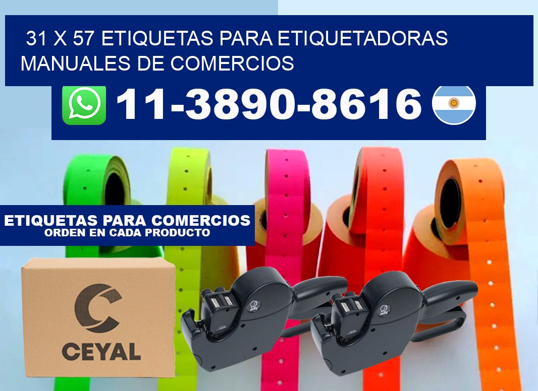 31 x 57 etiquetas para etiquetadoras manuales de comercios
