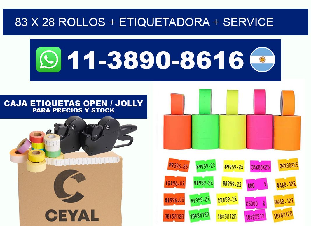 83 x 28 rollos + etiquetadora + service