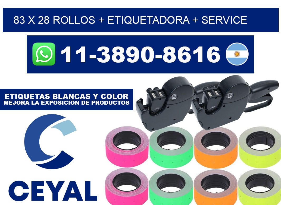 83 x 28 rollos + etiquetadora + service