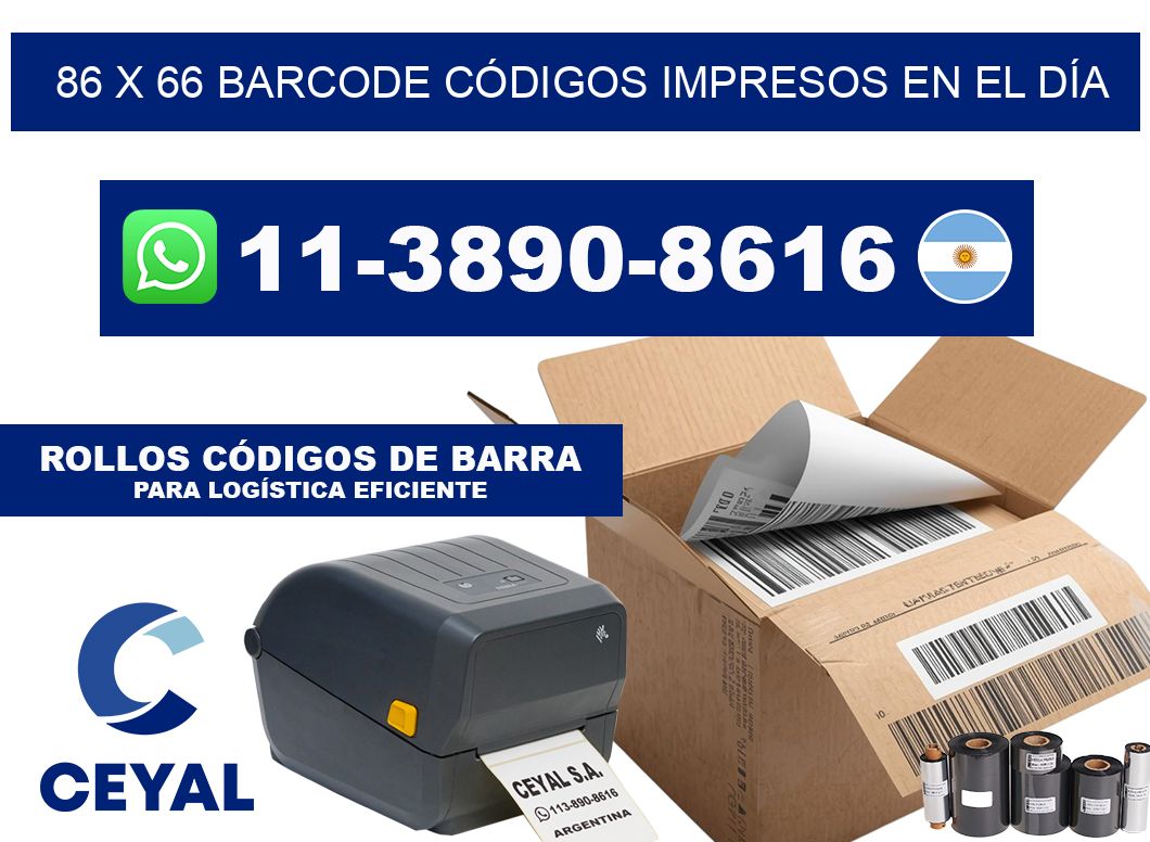 86 x 66 BARCODE CÓDIGOS IMPRESOS EN EL DÍA