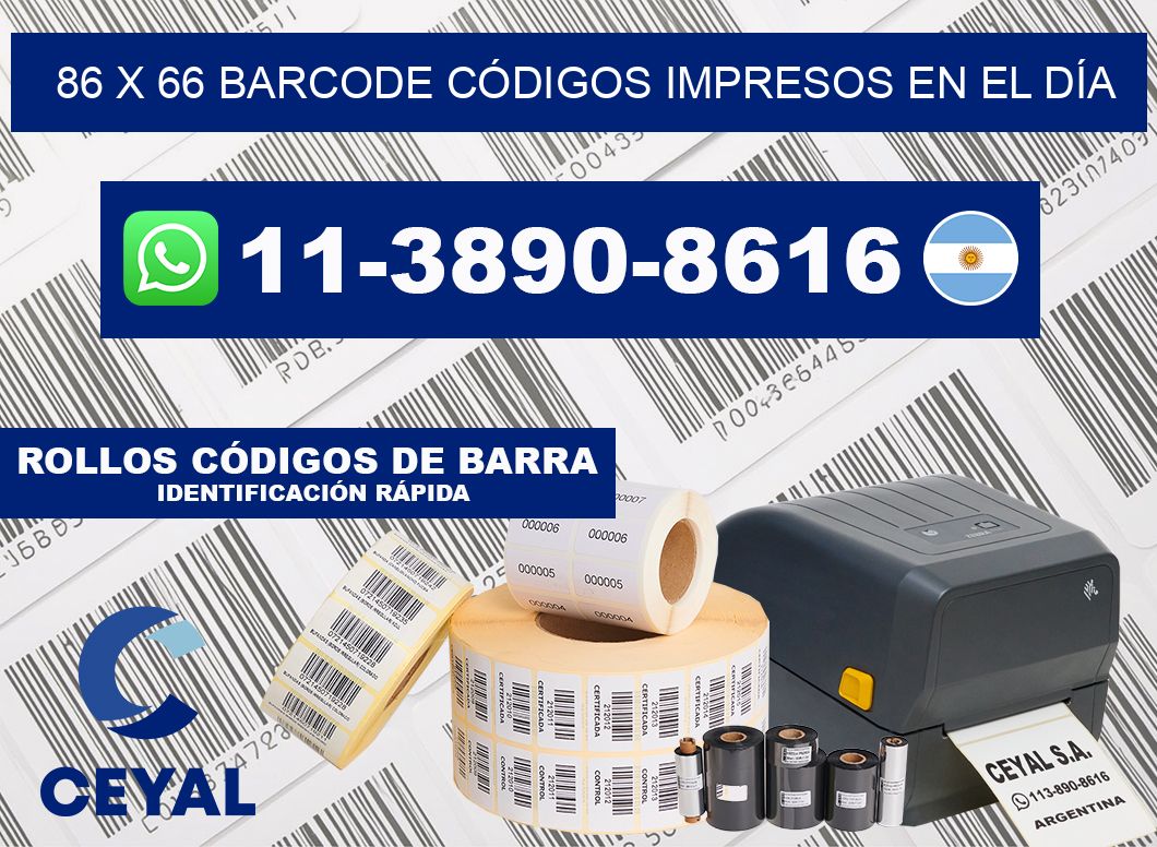 86 x 66 BARCODE CÓDIGOS IMPRESOS EN EL DÍA