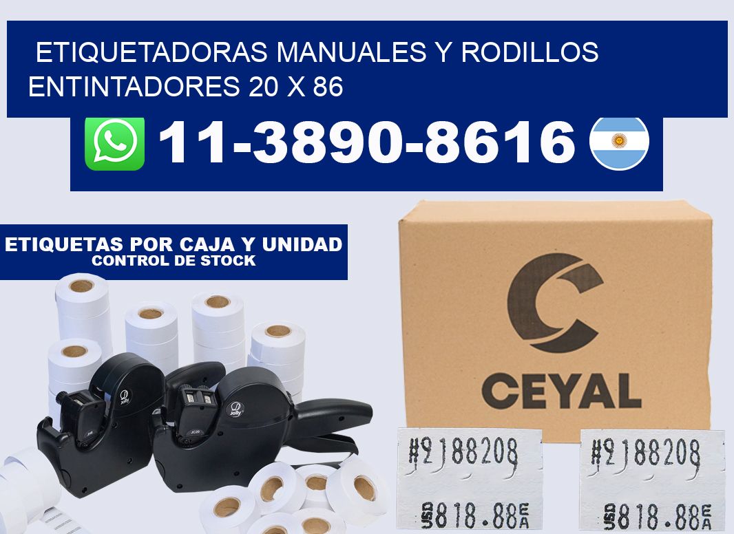 Etiquetadoras manuales y rodillos entintadores 20 x 86