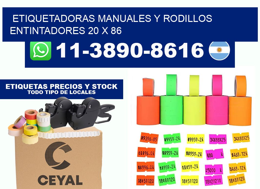 Etiquetadoras manuales y rodillos entintadores 20 x 86