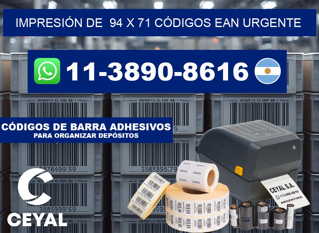 IMPRESIÓN DE 94 x 71 CÓDIGOS EAN URGENTE