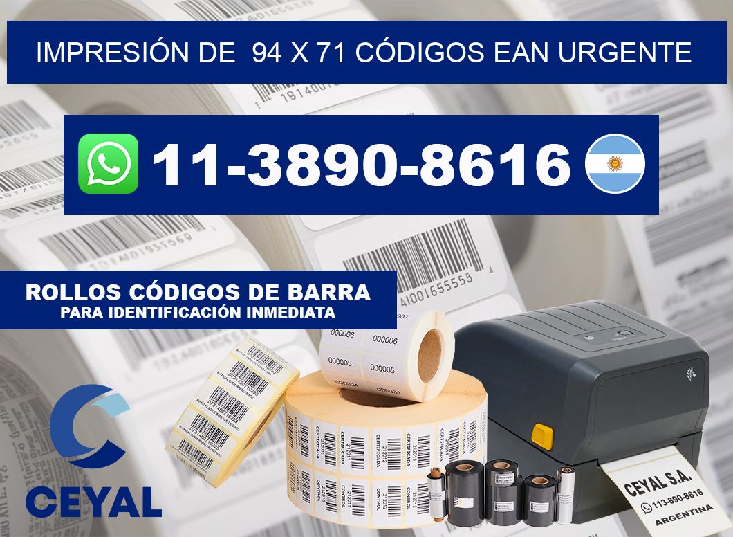 IMPRESIÓN DE 94 x 71 CÓDIGOS EAN URGENTE