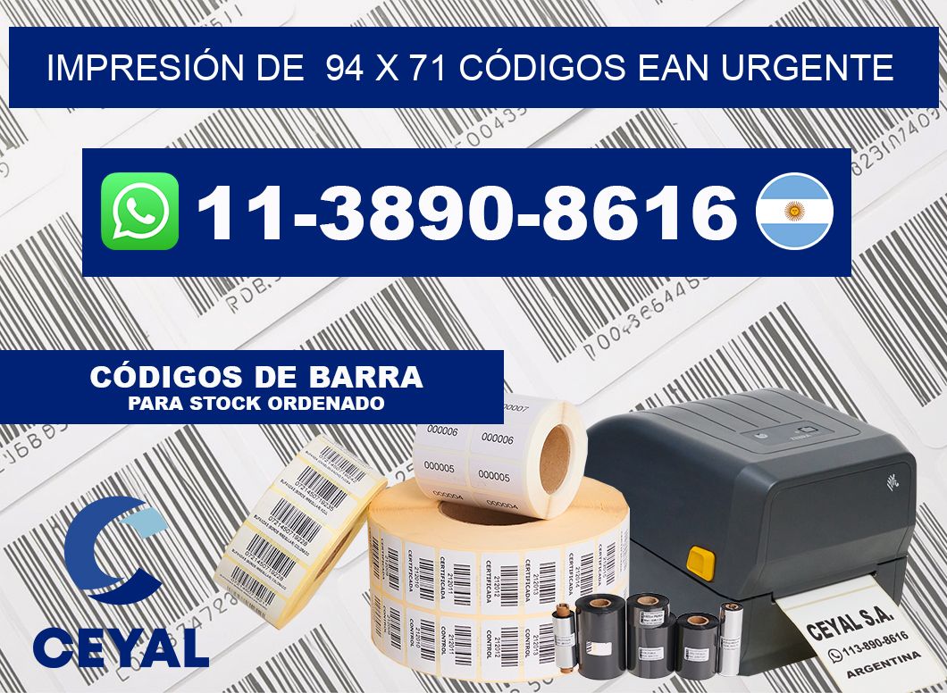 IMPRESIÓN DE  94 x 71 CÓDIGOS EAN URGENTE