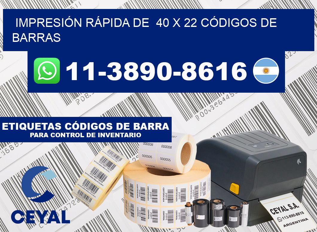 IMPRESIÓN RÁPIDA DE  40 x 22 CÓDIGOS DE BARRAS