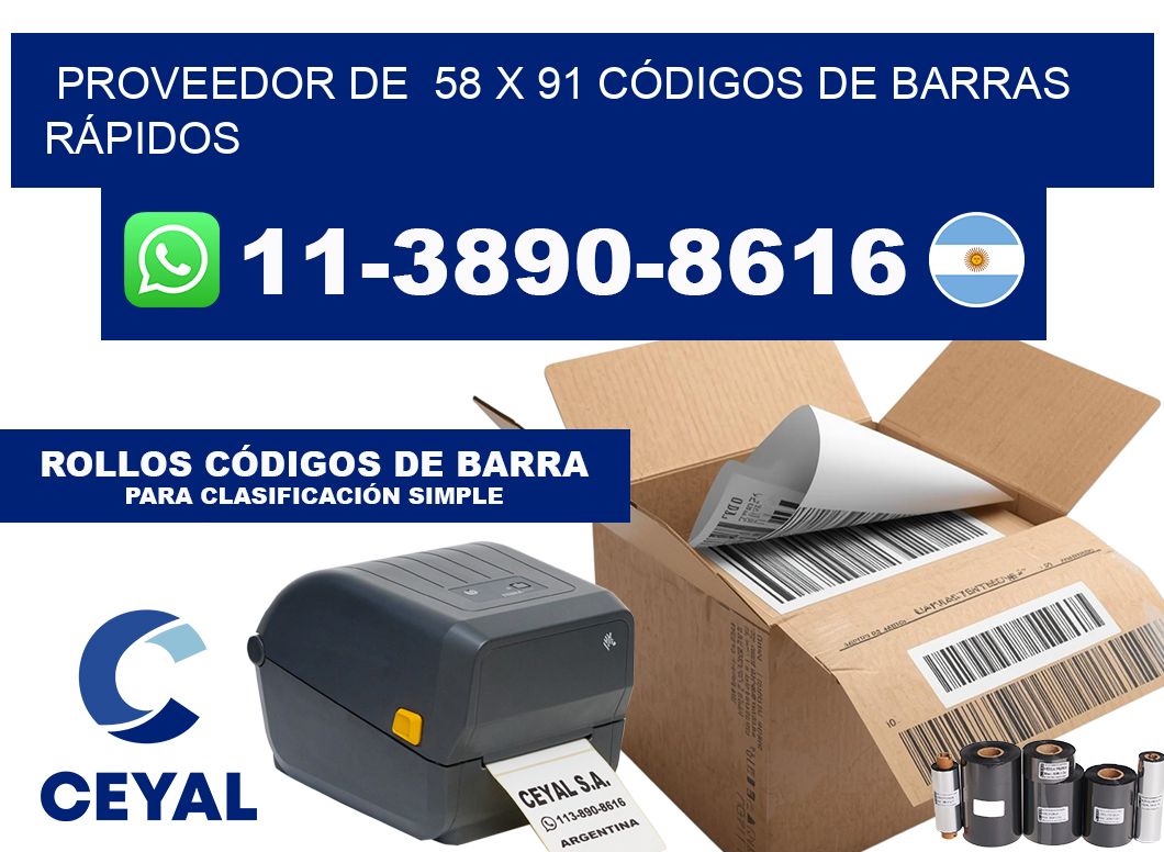 PROVEEDOR DE  58 x 91 CÓDIGOS DE BARRAS RÁPIDOS