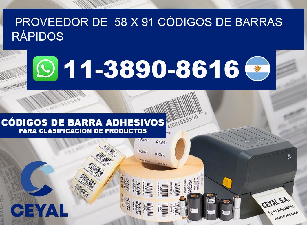 PROVEEDOR DE  58 x 91 CÓDIGOS DE BARRAS RÁPIDOS