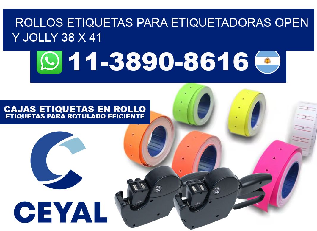 Rollos etiquetas para etiquetadoras open y jolly 38 x 41