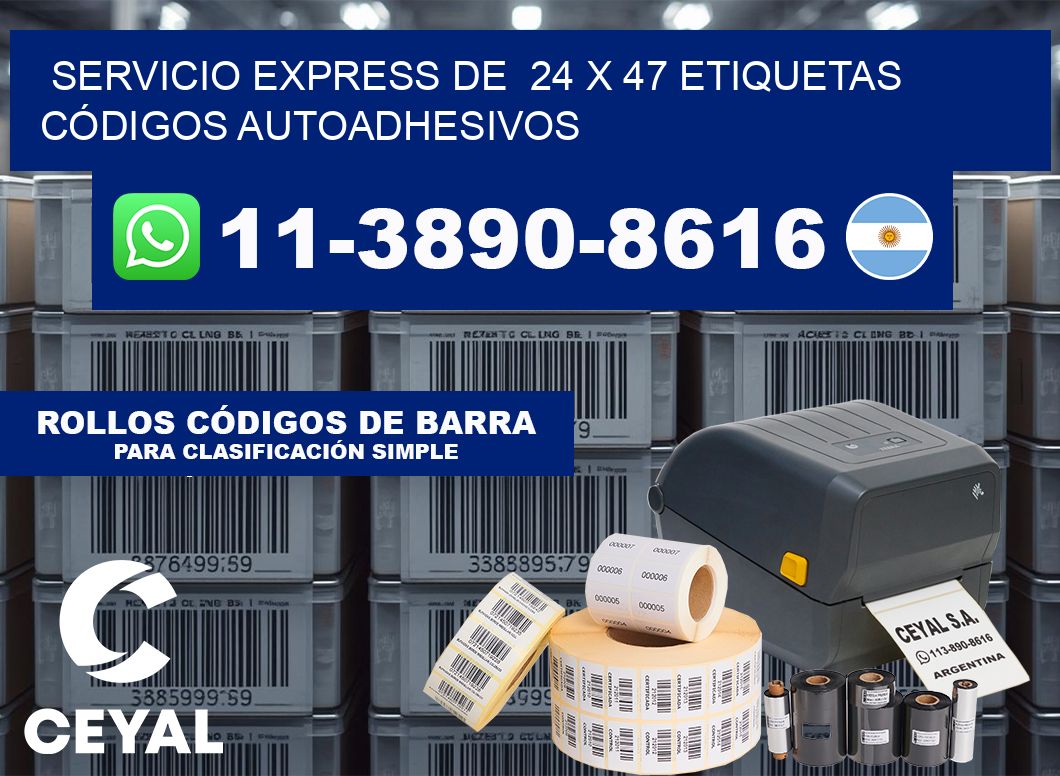 SERVICIO EXPRESS DE  24 x 47 ETIQUETAS CÓDIGOS AUTOADHESIVOS