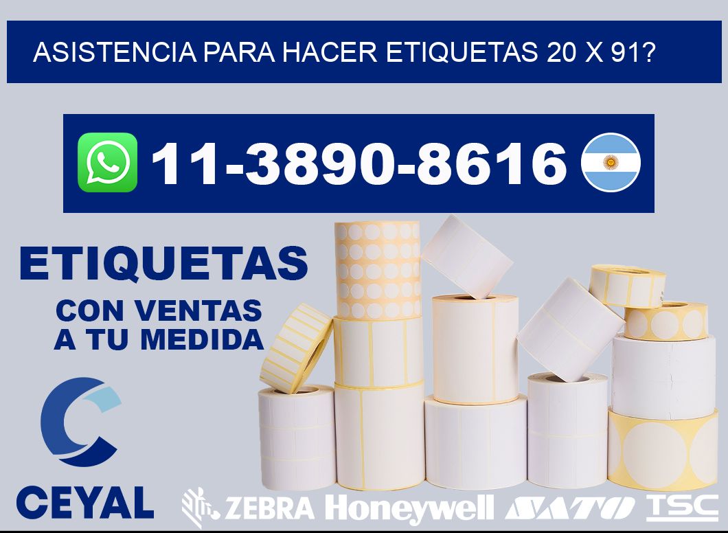 asistencia para hacer etiquetas 20 x 91?