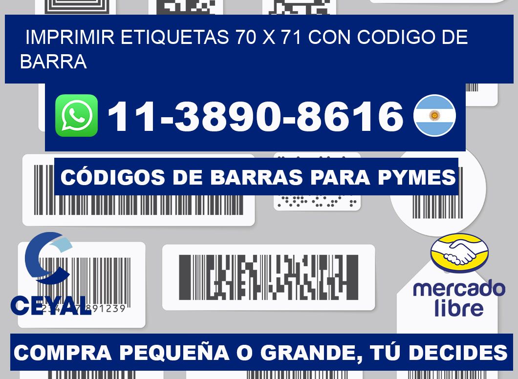 imprimir etiquetas 70 x 71 con codigo de barra