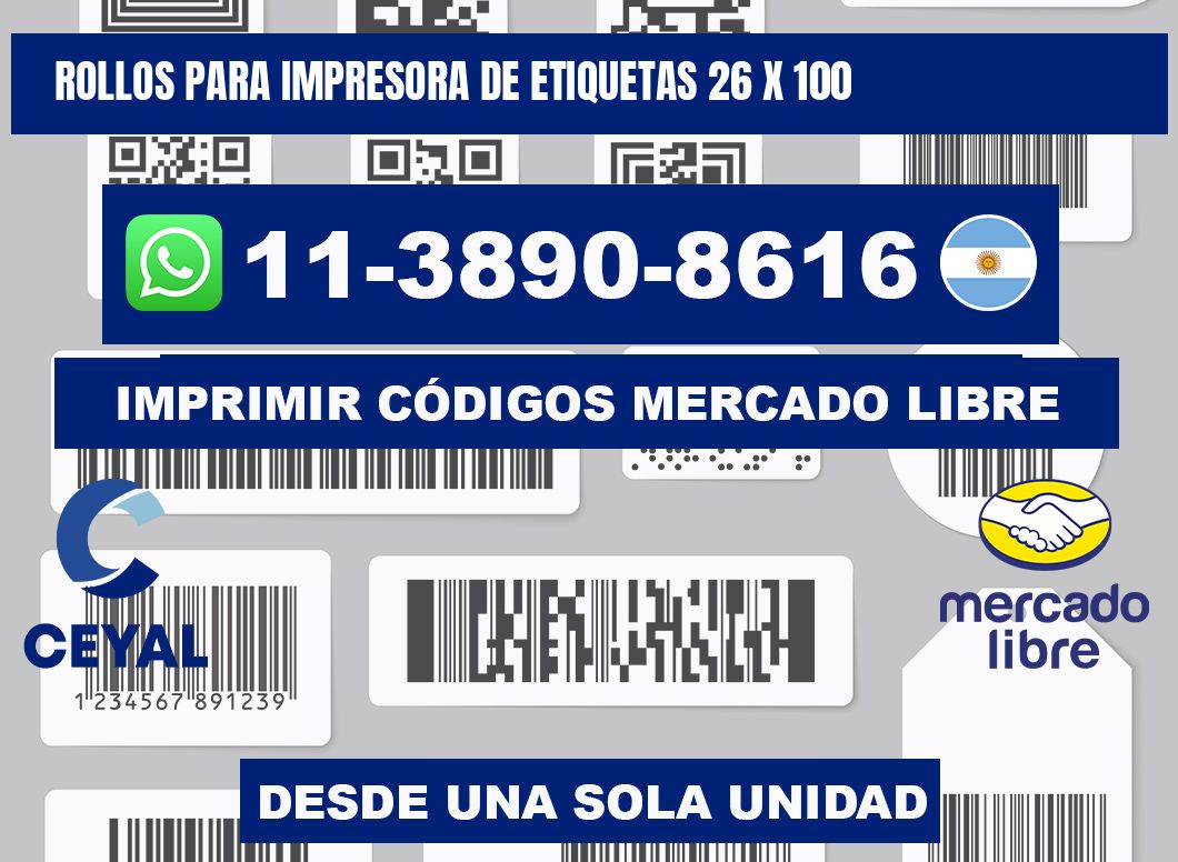 rollos para impresora de etiquetas 26 x 100