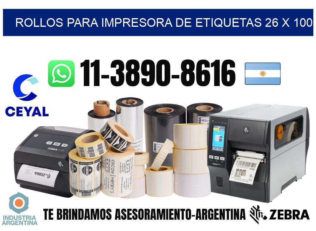 rollos para impresora de etiquetas 26 x 100