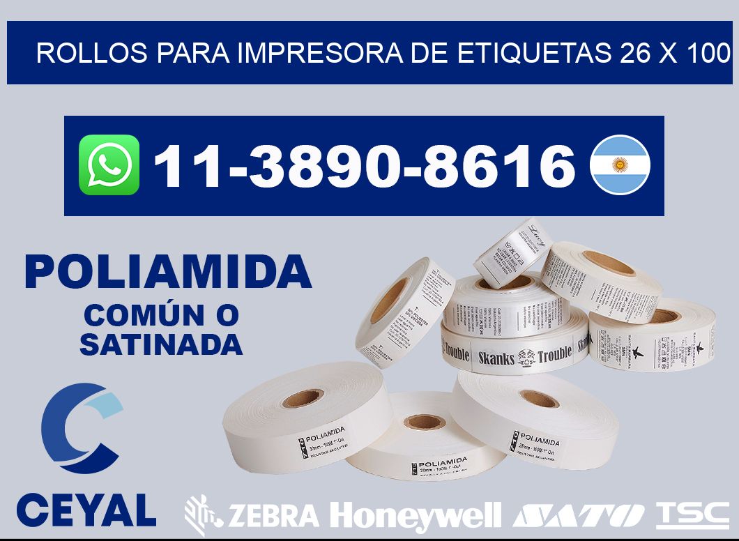 rollos para impresora de etiquetas 26 x 100