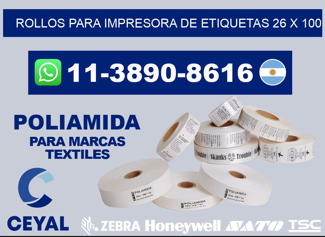 rollos para impresora de etiquetas 26 x 100