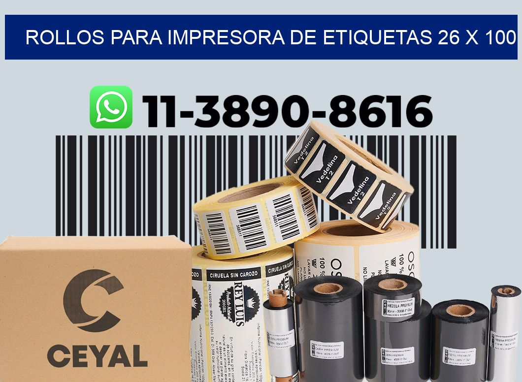 rollos para impresora de etiquetas 26 x 100