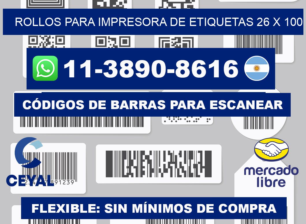 rollos para impresora de etiquetas 26 x 100