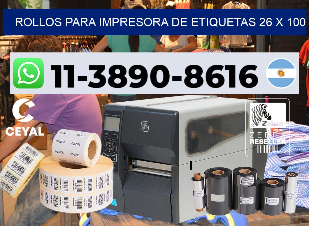 rollos para impresora de etiquetas 26 x 100