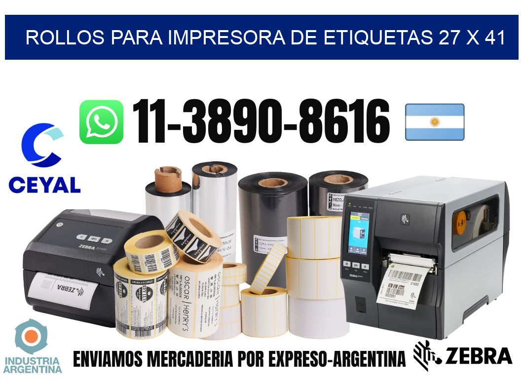 rollos para impresora de etiquetas 27 x 41