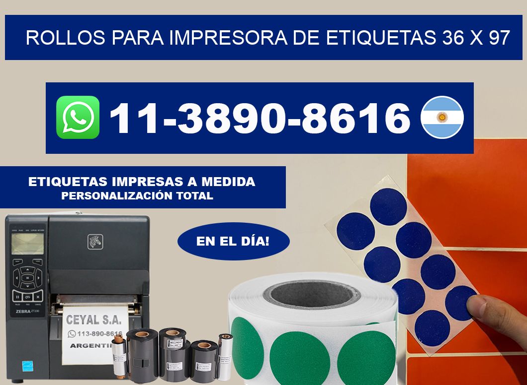rollos para impresora de etiquetas 36 x 97