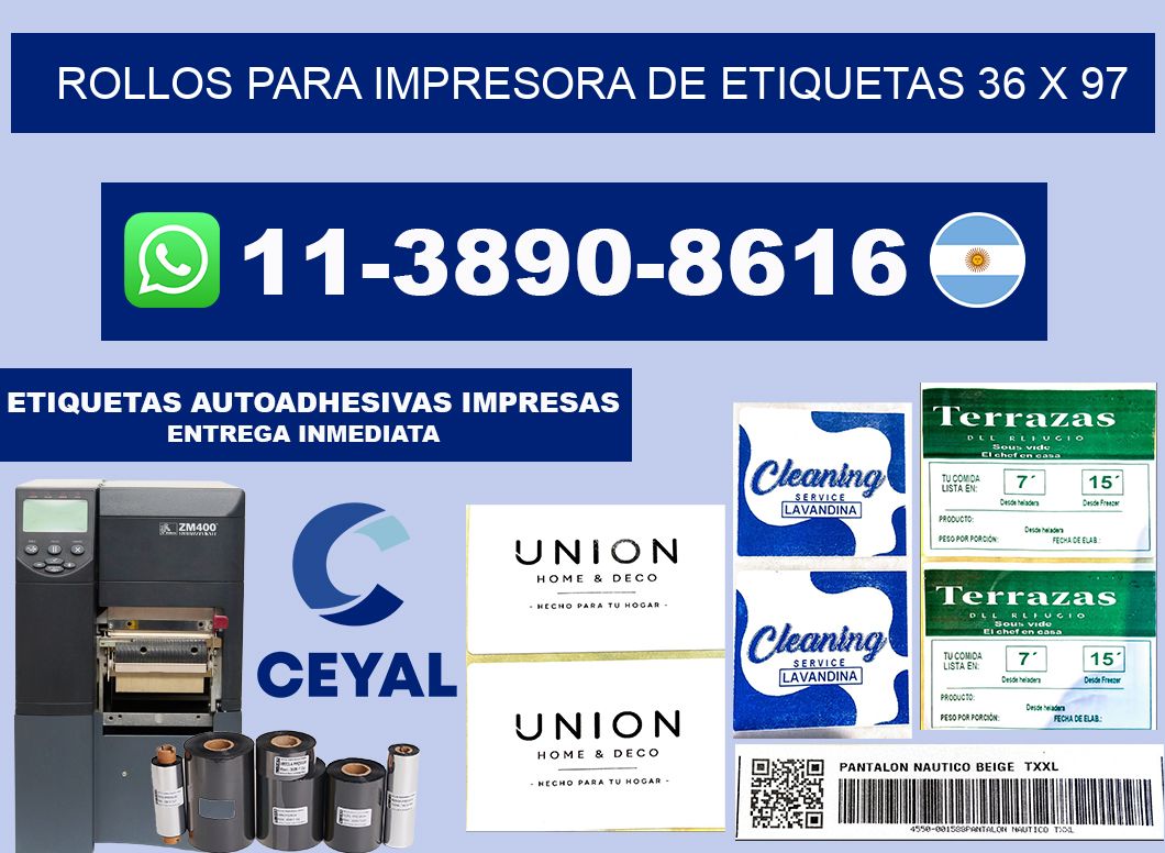 rollos para impresora de etiquetas 36 x 97