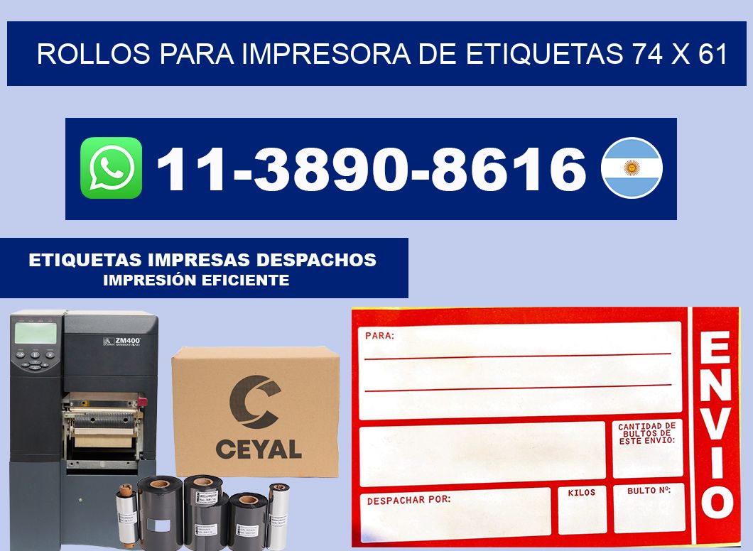 rollos para impresora de etiquetas 74 x 61