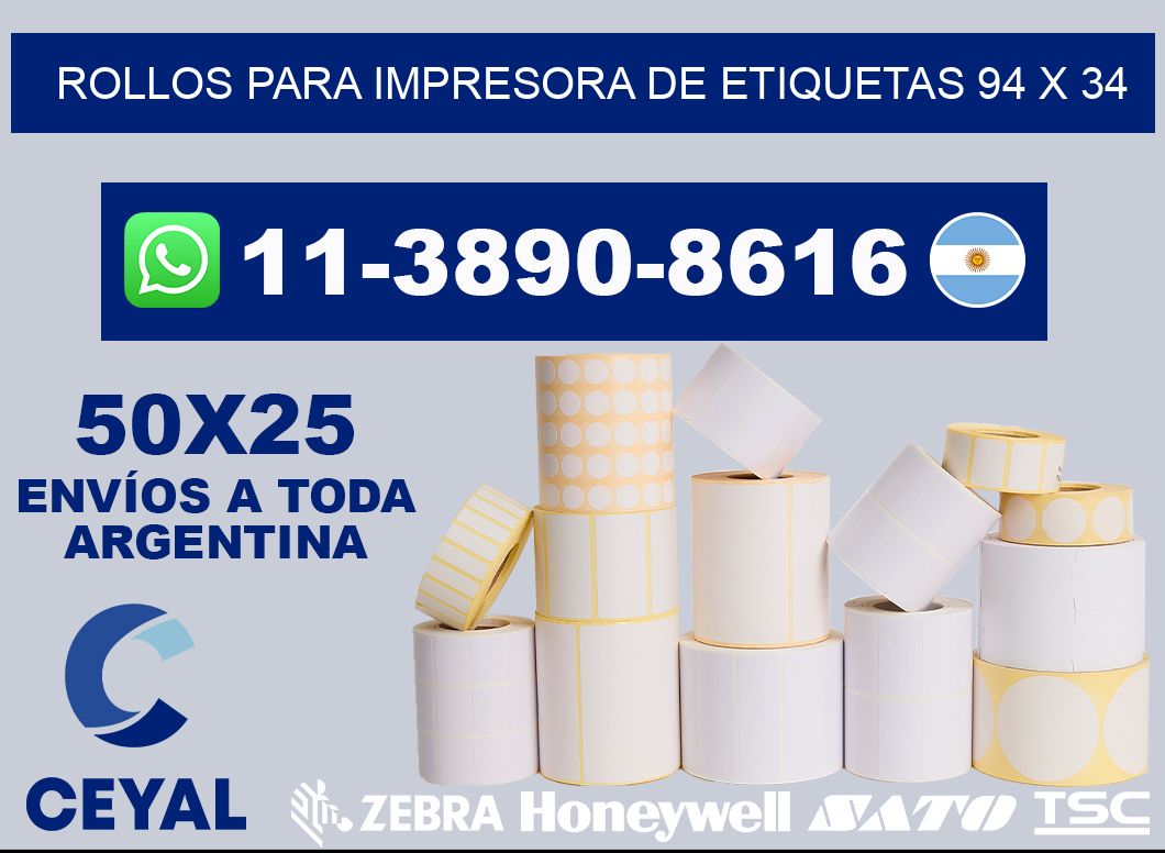 rollos para impresora de etiquetas 94 x 34