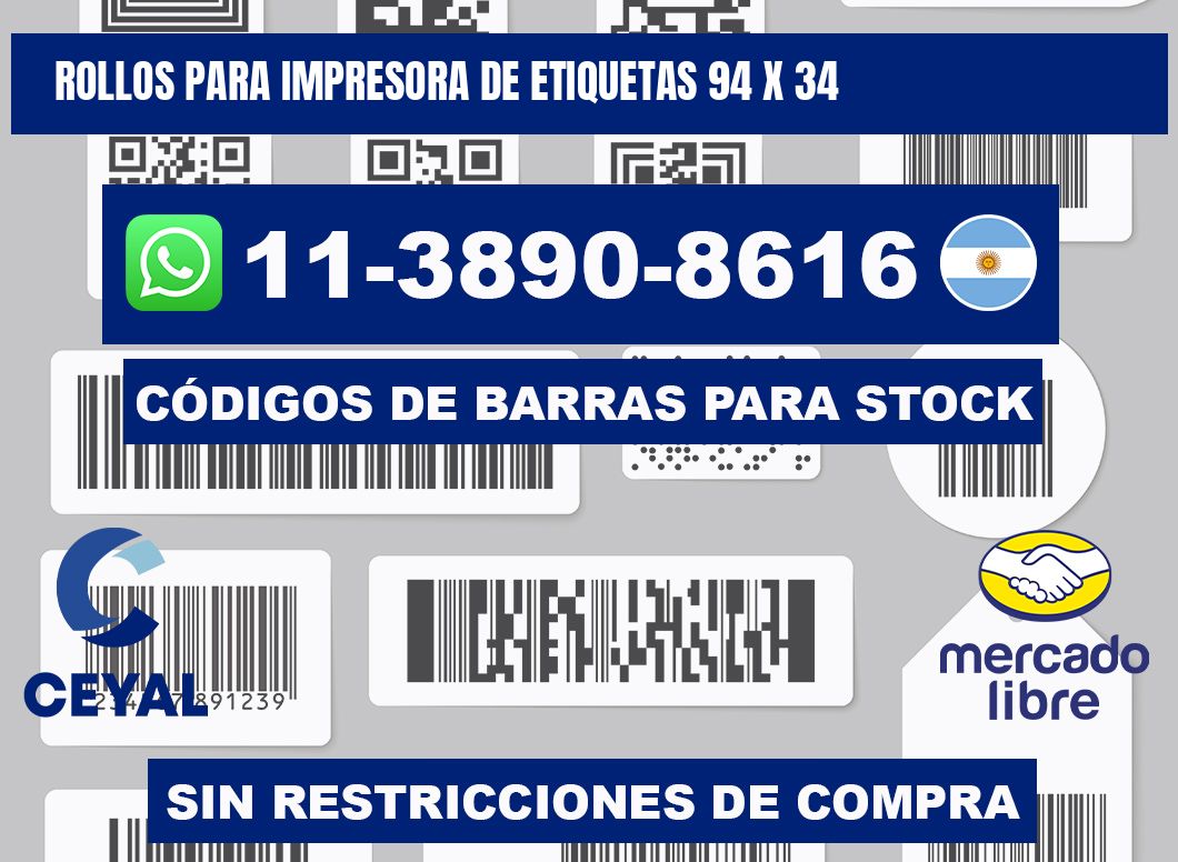 rollos para impresora de etiquetas 94 x 34